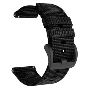 Imagem de OVERSTEP Pulseira de relógio de lona de secagem rápida de 20 mm para Garmin Vivoactive 3/5 Forerunner 245/645 e Coros Apex 2/Pace 2 - pulseira durável à prova de suor com fivela antiderrapante (preto)