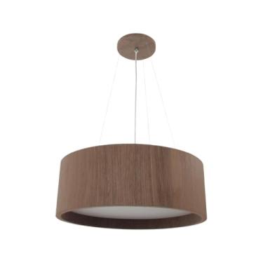 Imagem de Luminária de Teto Pendente Redondo de Madeira Grande 80 cm Cor Imbuia Para Sala, Quarto, Cozinha