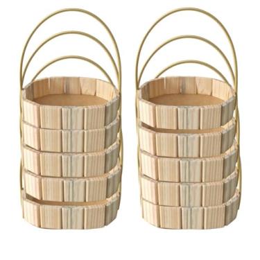 Imagem de KIT Cesta Oval de Madeira 10 Unidades Para Presente Dia dos Namorados/Mães/FESTAS com Alça (tamanho g)