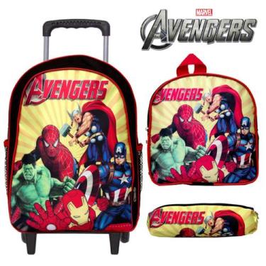 Imagem de Mochila Masculina Escolar Juvenil Vingadores Marvel Rodinha - TOYS 2U