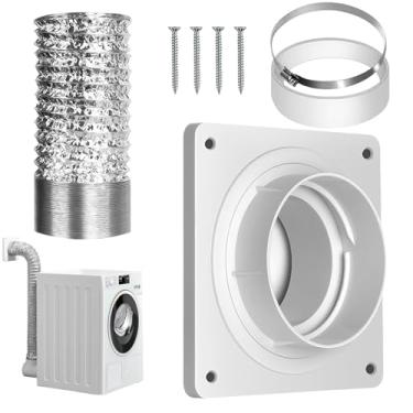 Imagem de Kit De Exaustão Para Secadora | Conector Para Mangueira De Exaustão De Ar Condicionado - Placa De Substituição De Peças De Exaustão Montada Na Parede Para Ventiladores De Cozinha, Banheiro