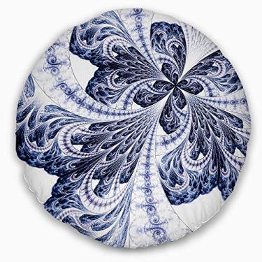 Imagem de Designart simétrico roxo fractal flor abstrata sala de estar, sofá, enchimento de almofada + capa de almofada impressa em ambos os lados 50,8 cm