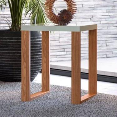 Imagem de Mesa de Canto Industrial 100% Mdf Off White/Freijó F33 - Pradel