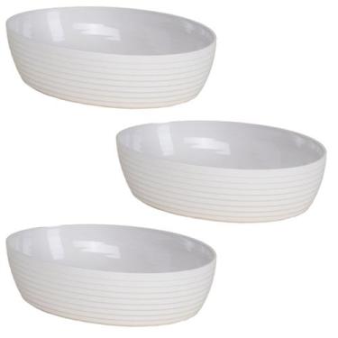 Imagem de Kit 3 Travessa Oval Com Friso LE CHEF 33,5X23,5X6Cm Branca - Paramount