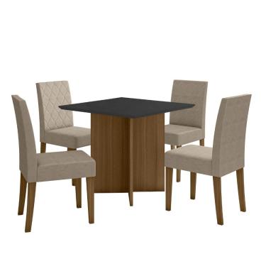 Imagem de Sala de Jantar Helo 90x90 Com Vidro 4L Cadeiras Jade Poliman Móveis