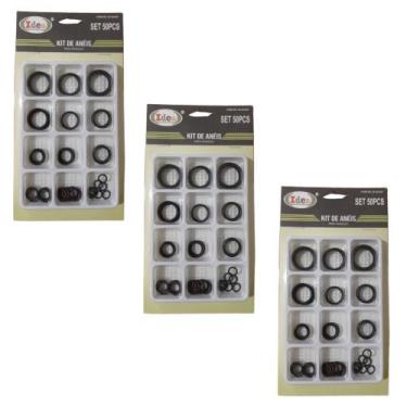 Imagem de Kit 3 Jogos C/ 50 Anéis Vedação Borracha O-Ring 12 Tamanhos - Idea
