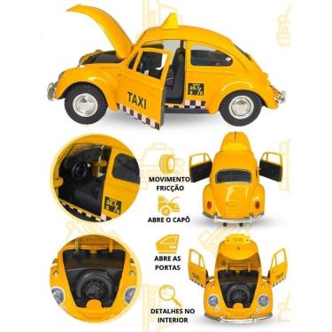 Imagem de Super Carrinho Fusquinha Taxi Amarelo Miniatura Fusca 12 Cm