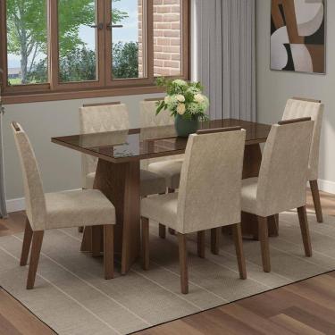 Imagem de Conjunto Sala de Jantar Tampo de Vidro 6 Cadeiras Rustic/Imperial Sintra Madesa