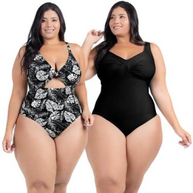 Imagem de Kit Maiô Plus Size Chapa Barriga Liso Estampado Com Bojo - HYPE MODAS,