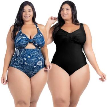 Imagem de Kit Maiô Plus Size Chapa Barriga Liso Estampado Com Bojo - HYPE MODAS,