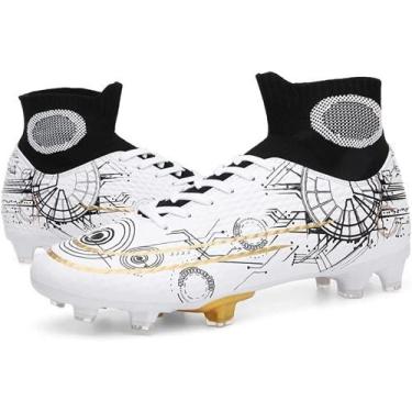 Imagem de Tênis de futebol masculinos de futebol com pontas longas, couro e borr