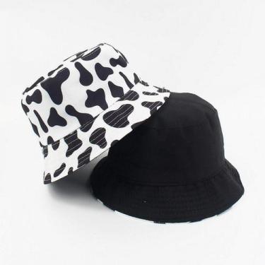 Imagem de Unísex Black Love Pattern Print Bucket-hat Double-side-wear - HUOGUO