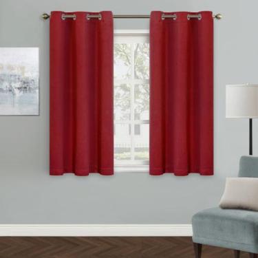 Imagem de Cortinas Blackout MYSKY HOME vermelhas 42x114cm para janelas pequenas
