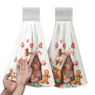 Imagem de Juego de 2 Paños de Cocina Navideños Kwlegh con Cinta para Colgar 30x4