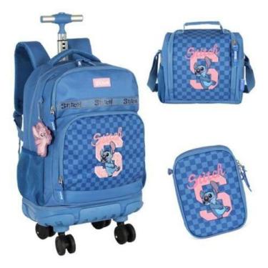 Imagem de Kit Mochila Com Rodinhas 360 Juvenil Stitch Disney - Luxcel