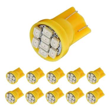 Imagem de Kit 20 Lampada T10 8 Led Pingo Luz W5W 12V Auto Amarelo