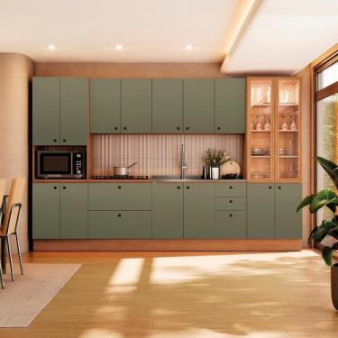 Imagem de Cozinha Modulada Pixel Kappesberg 100% Mdp Canela-verde Frevo 340cm