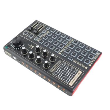 Imagem de Taruor Console de Mixagem de Placa Som Com Iluminação RGB 7 Cores e 20 Efeitos, para Transmissão Ao e Jogos, Compatibilidade Universal, Preto