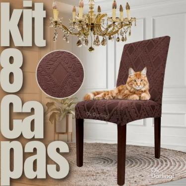 Imagem de Kit 8 Capas de Cadeira Linha Gold Anti Gato Indiana - Marrom Escuro - 