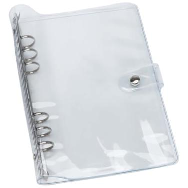Imagem de Mogoostry A5 Capa para fichário de 6 anéis, transparente, recarregável, fichário de PVC com fecho de botão de pressão, pasta de arquivo para 6 furos, papel de enchimento de folhas soltas, planejador