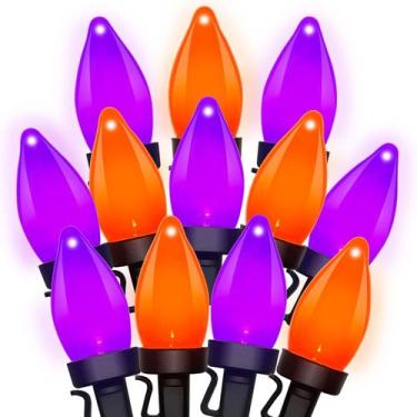 Imagem de Luzes de corda LED Romasaty roxa/laranja 26 m 50 unidades