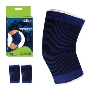 Imagem de Joelheira Elástica Protetor Muscular Joelho Flexível Dor Lesão Ortopédica Esporte Par Resistente