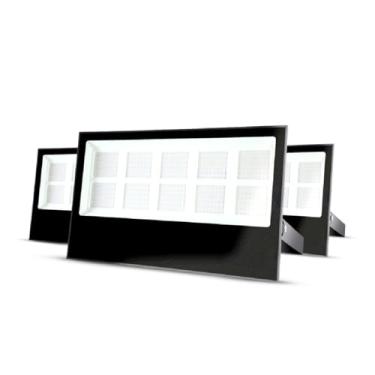 Imagem de Kit 3 Refletor Led Slim Externo 500w 6500k Branco Frio Ip65 110v/220v Bivolt Preto Cod: ALUT010042-3 Alut By Avant