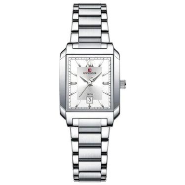 Imagem de Relógio De Pulso Feminino Pulseira Aço Inoxidável Casual 30m à Prova D´agua Branco