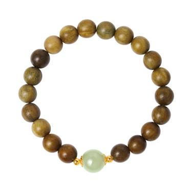 Imagem de Pulseira de sândalo verde com pérola de jade Hetian de 8 mm de diâmetro