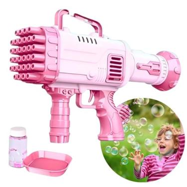Imagem de Lança Bolhas Bazuca 32 Furos – Máquina de Bolhas Infantil com Luzes e Acessórios | Brinquedo Divertido para Crianças (Rosa, Único)
