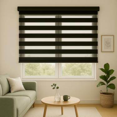 Imagem de Persiana Pronta - Decore Cubra - Persiana Zebra Smart 38mm Motorizável 160larg x 160alt Preta