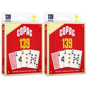 Imagem de 2 Baralhos Copag 139 Naipe Convencional Vermelho, 139, Papel cartão, N