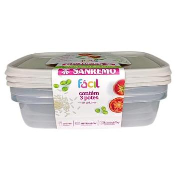 Imagem de Conjunto 3 Potes Plástico Cinza Sanremo 1,8L