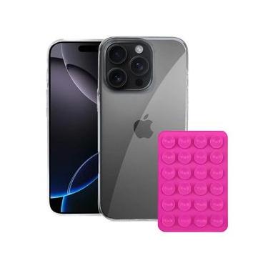Imagem de Kit Capa Crystal Slim para Iphone 16 Pro Max + Ventosa ROSA
