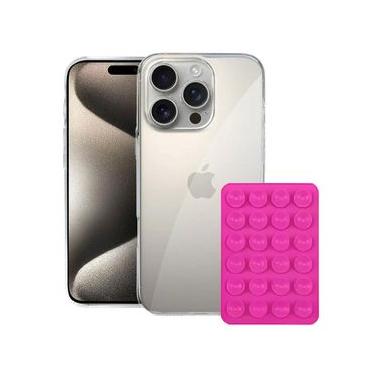 Imagem de Kit CapaCrystal Slim para Iphone 15 Pro +  Ventosa - ROSA -