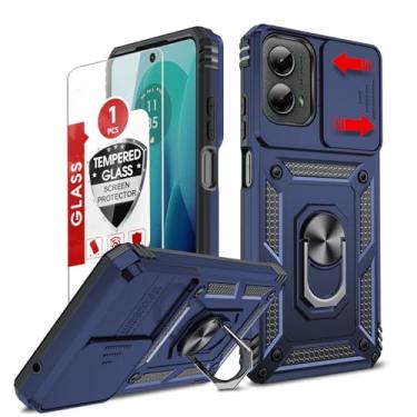 Imagem de LeYi Capa para Moto G 5G 2024: Capa Motorola G 5G 2024 com capa de câmera deslizante e protetor de tela, [de grau militar] capa com suporte de anel magnético para Moto G 5G 2024, azul