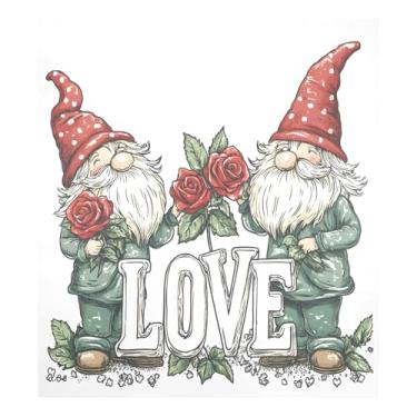 Imagem de Qilmy Capa de ímã de máquina de lavar louça de gnomo fofo dia dos namorados 58 x 66 cm capas decorativas de geladeira para porta frontal adesivo de folha magnética máquina de lavar louça painel