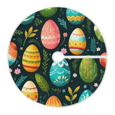 Imagem de Qilmy Linda saia de árvore de Natal com ovos de páscoa 120 cm, camurça para árvore de Natal, adequada para decoração de armário em ambientes internos e externos, festas, escritórios, lojas