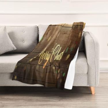 Imagem de Wassud Cobertores e mantas de Natal 152 x 228 cm com fundo de Natal alegre para sofá, cobertor quente de lã de pelúcia aconchegante para cama, sofá, cadeira, decoração de casa