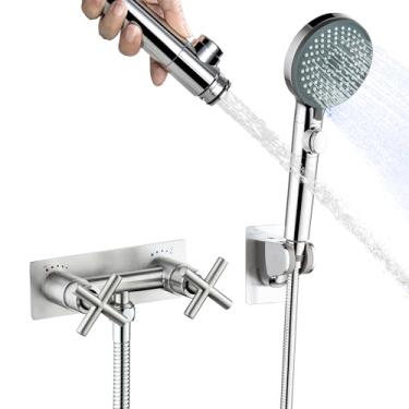 Imagem de GUOYINDONG Torneira de chuveiro para trailer, torneira de chuveiro de acampamento de metal de 10 cm com mangueira e chuveiro para trailer, campista, motorhome, trailer de viagem