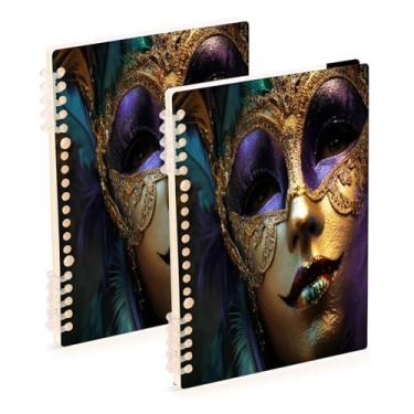 Imagem de Burbuja Cadernos de máscara de carnaval, papel pautado universitário A5 com 60 folhas, fichário para escritório, 2 unidades