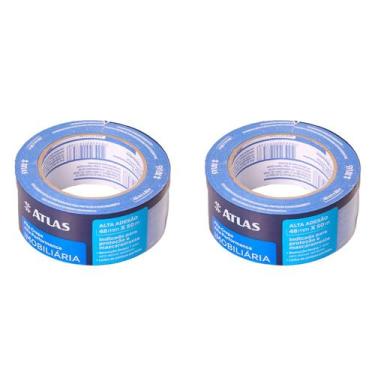 Imagem de Kit 2 Fita Crepe Imobiliária 48mm x 50m Atlas Larga Azul Pintura Profi