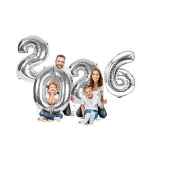 Imagem de Balão 2026 Decoração Ano Novo Gigante Prata - Festas & Decor