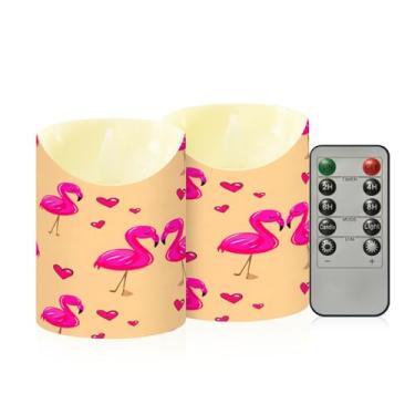 Imagem de Wassud Flamingos velas românticas sem chama com controle remoto, velas realistas cintilantes com temporizador, velas decorativas para Natal, casamento, festa, decoração de casa pequenas