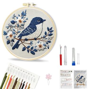 Imagem de Huacan Kit de bordado para iniciantes e adultos, inclui linhas de argolas de pano de bordado para amantes de artesanato com técnicas de habilidade de bordado
