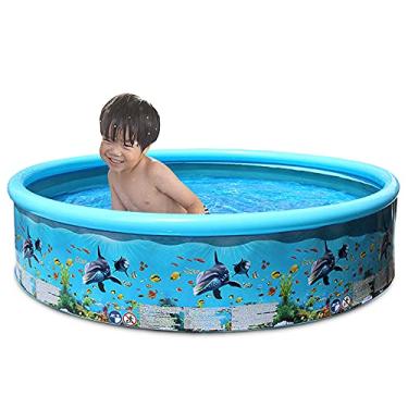Imagem de Piscina redonda de plástico duro dobrável para inflação portátil famílias bebês e adultos ecologicamente correta resistente a desgaste