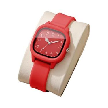 Imagem de Relógio De Pulso Feminino De Quartzo Quadrado Com Pulseira De Silicone