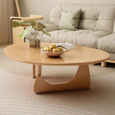 Imagem de Mesa de centro de madeira, mesa de centro moderna de meados do século, mesa de centro, mesa de centro de fazenda, para uso na sala de estar, quarto, escritório (cor de tronco)