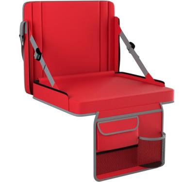Imagem de Assentos de estádio com suporte para as costas, 1 pacote de cadeiras de arquibancada ajustáveis com encosto e assento almofadado com suporte para copos, alça de transporte e alça de ombro para eventos