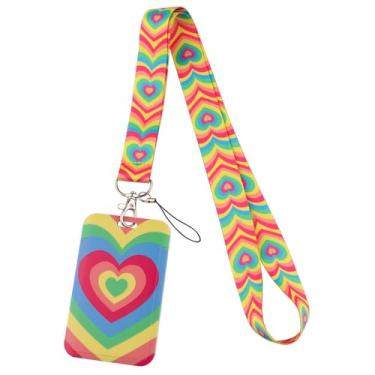 Imagem de Porta-crachá de identificação com cordão, carretel retrátil com cordões ajustáveis para mulheres, crianças, professores, enfermeiros, estudantes, multicoloridos